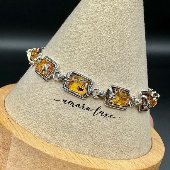 Citrine Amber 925 bracelet - Picture 3 of 6